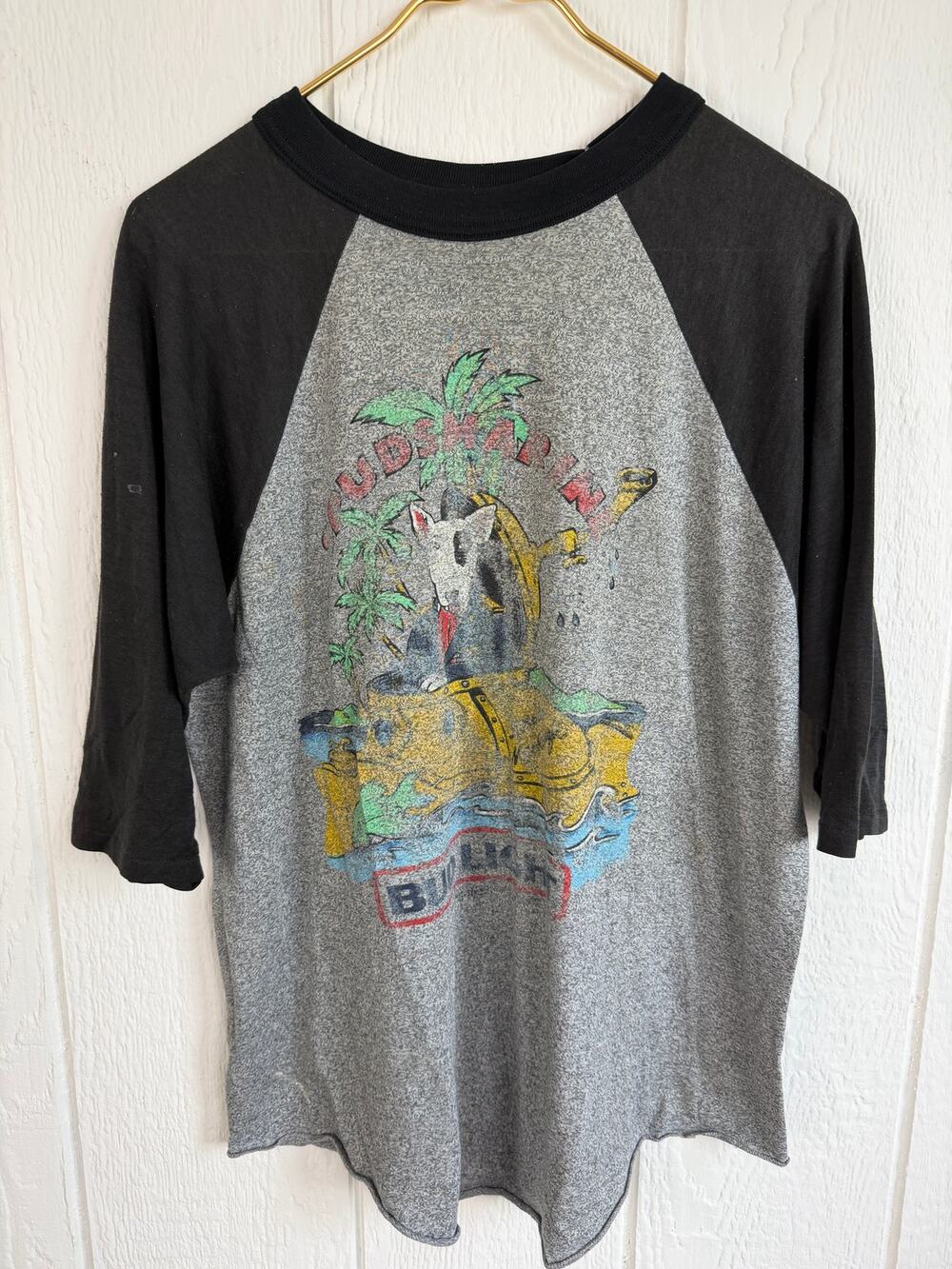 Vintage 80s Bud Light Spuds MacKenzie Budmarine Raglan T-Shirt Single